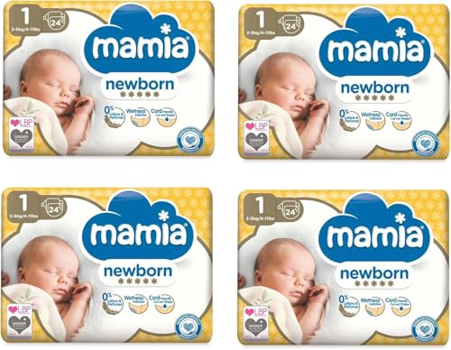 Aldi Mamia Newborn Nappies Diaper for Babies Size 0 to 5 (Size 1 Pack of 4)