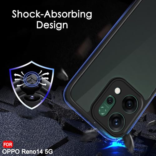 Image of TheGiftKart Hybrid Shockproof Back Cover Case for Oppo Reno 14 5G | Hard Back Case Cover for Oppo Reno14 5G (PC & TPU, Translucent Smoke Matte Back, Black Sides)