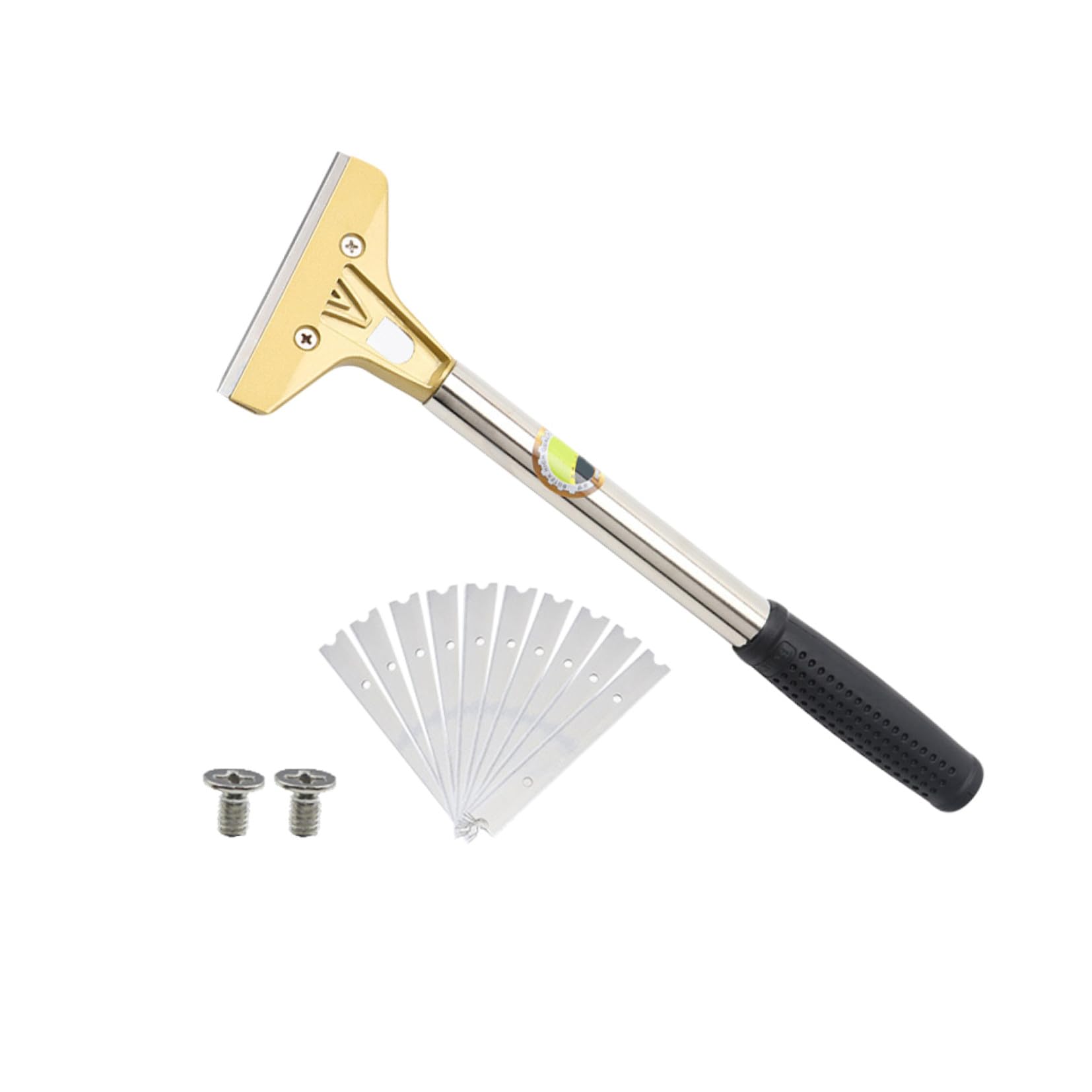 Raspador de Vidrio Ergonómico de Aleación de Aluminio y Acero para Limpieza y Eliminación de Adhesivos en Superficies Variadas