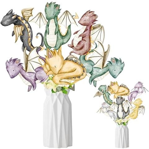 28pcs Dragon Centerpieces Sticks for Table Dragon Birthday Party Decorations Dragon Baby Shower Decorations for Baby Dragon Theme Party Supplies Cover