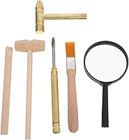 NOLITOY Metal Archaeology Dig Kit for Kids: Durable Excavation Tools with Hammer, Chisel, Brush & Magnifying Glass - STEM Dino Fossil Rockhounding Set