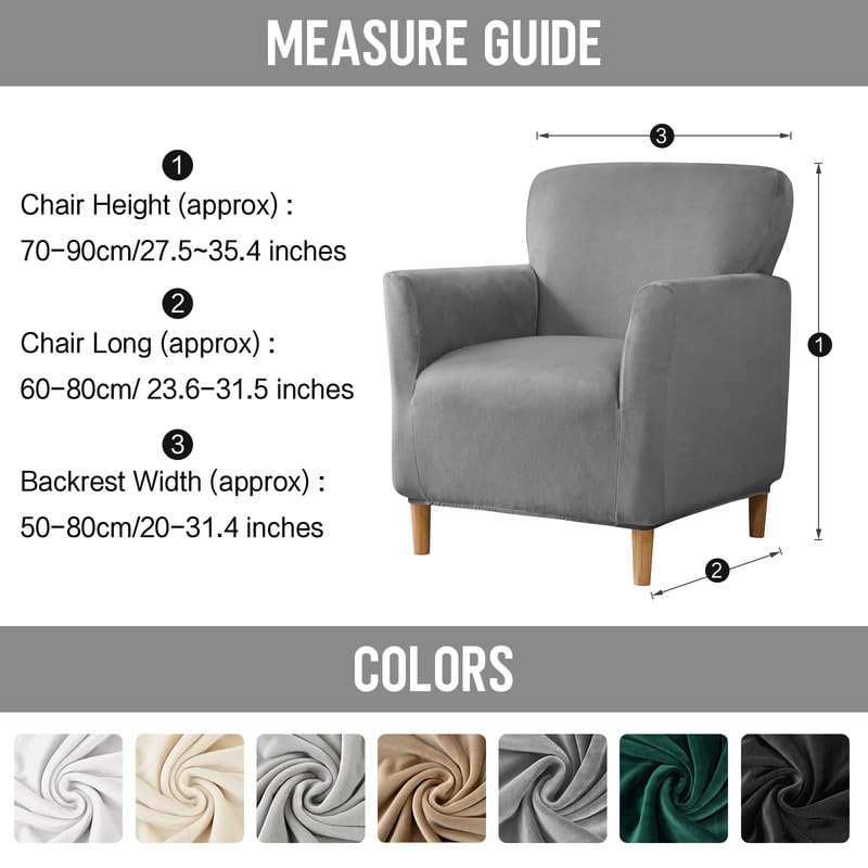 Mingfuxin Velvet Armchair Sofa Covers, Stretch Banquet Tub Chair Covers Slipcovers - Image 3
