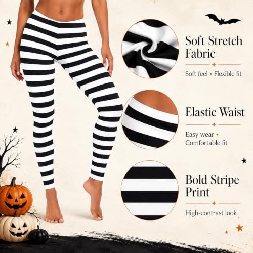 Image of QZUnique Leggings for Women, Halloween Full-Length Printed Legging Footless Elastic Yoga Pants, Regular and Plus Size