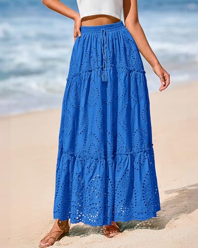 Image of BTFBM Eyelet Long Skirts for Women Beach Vacation