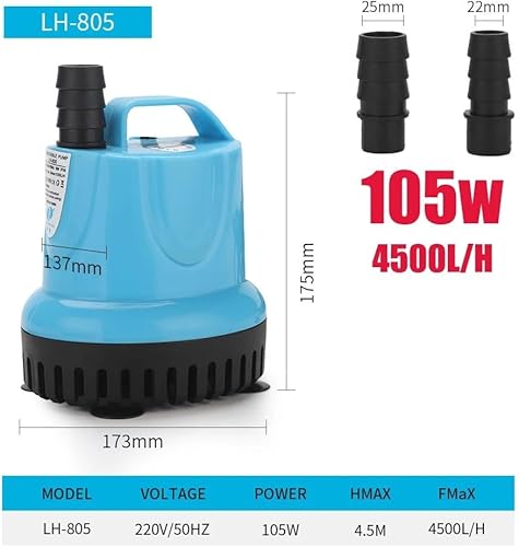 Miniatura 2 de Bomba sumergible eléctrica 101825456085105W 600-4500LH Bomba de agua sumergible 220V acuario peces estanque tanque boquilla Marin Control de
