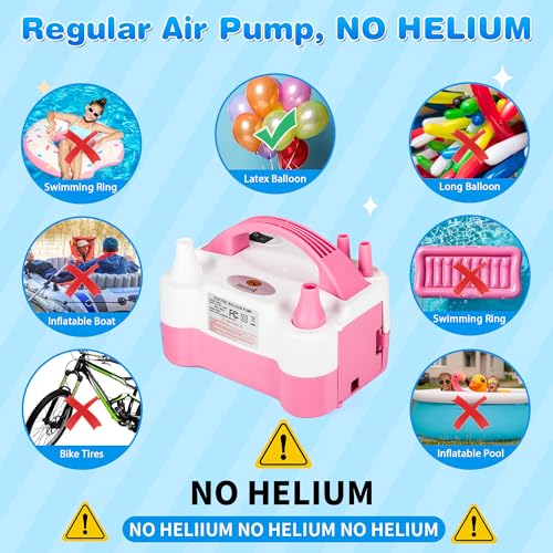 Image of Electric Balloon Pump, Portable Electric Balloon Blower Machine Balloon Air Pump Dual Nozzle 110V 600W Balloon Inflator for Party Decorations