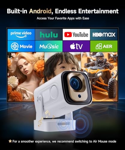 Magcubic Beamer, HY310 Mini Beamer 4K Unterstützung 1080P Autofokus Projektor, Auto Trapezkorrektur Android Heimkino Smart Projector mit WiFi6 BT5.4, 180°Dreh, 2025 Neu Tragbarer Videoprojektor