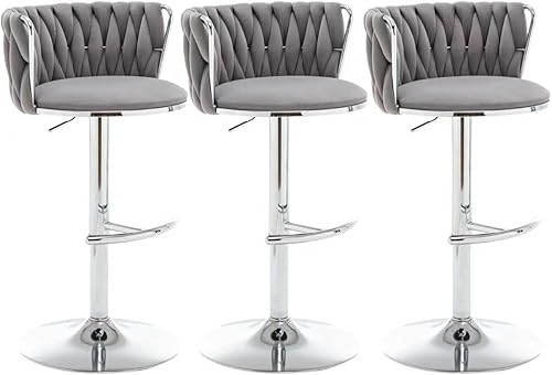 Miniatura 8 de Juego de 2 taburetes de bar de terciopelo, taburetes de bar con respaldo bajo, taburetes de bar giratorios dorados para isla de cocina, bar pub