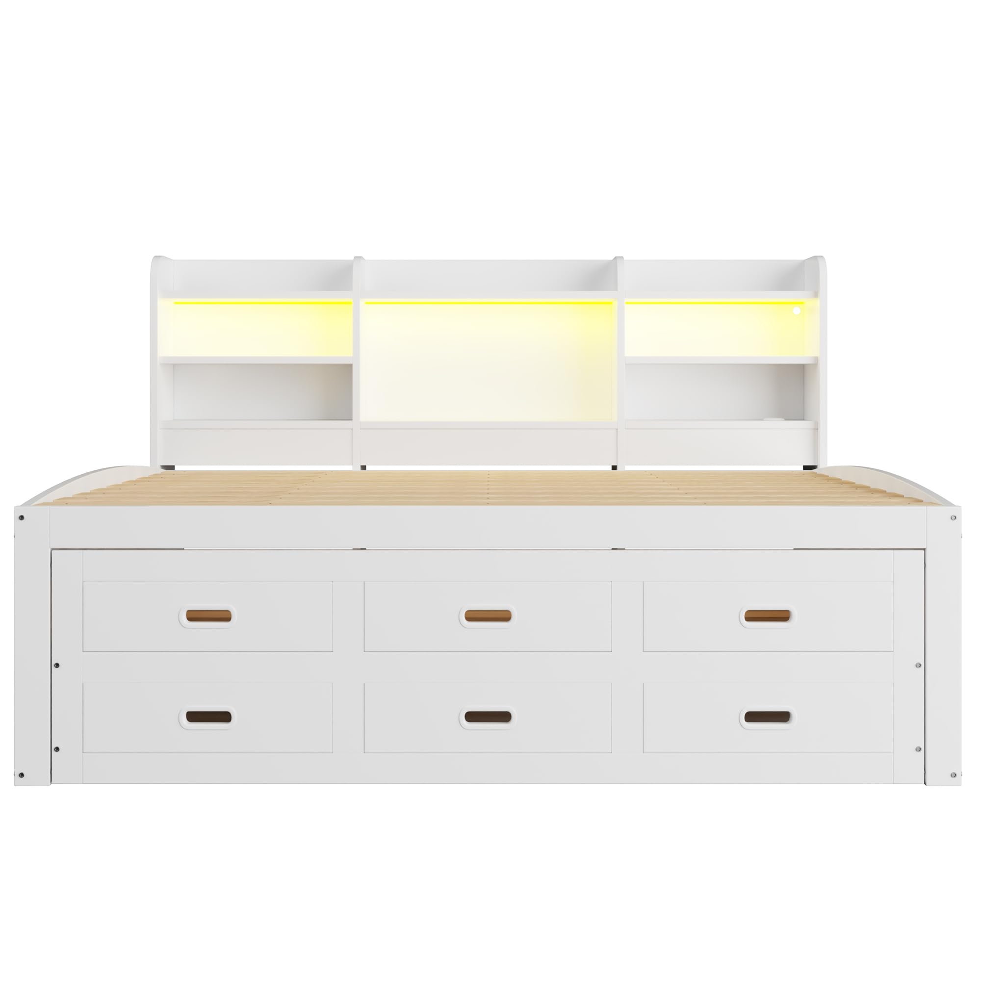 cama de día juvenil 140 x 200 cm con cama nido y 3 cajones, individual LE/D, varios compartimentos y función US/B, tablero de partículas (sin colchón, blanco)