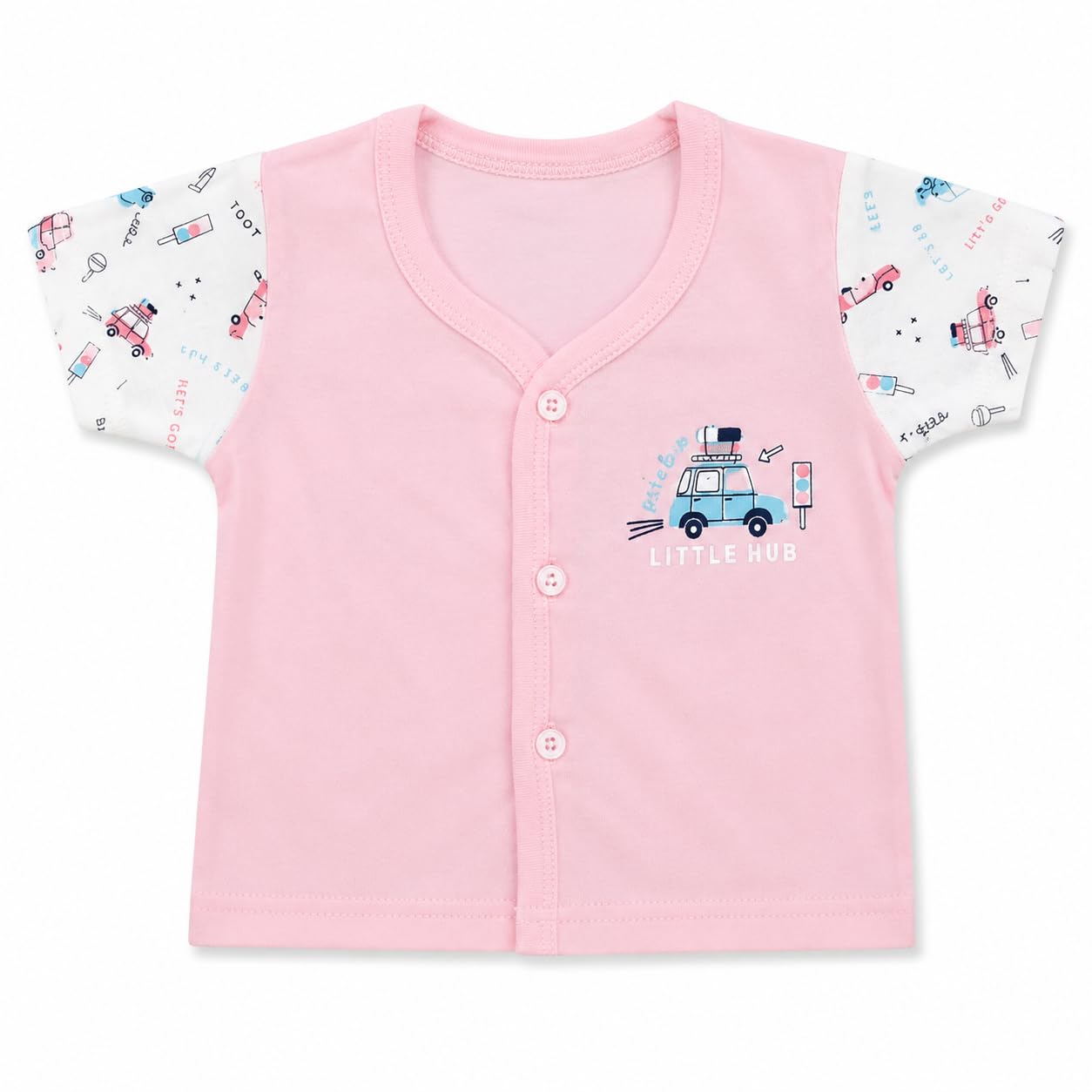 NAVJATAM Pure Cotton Baby Top & Shorts Set, Pink (0-3 Months)-image-41