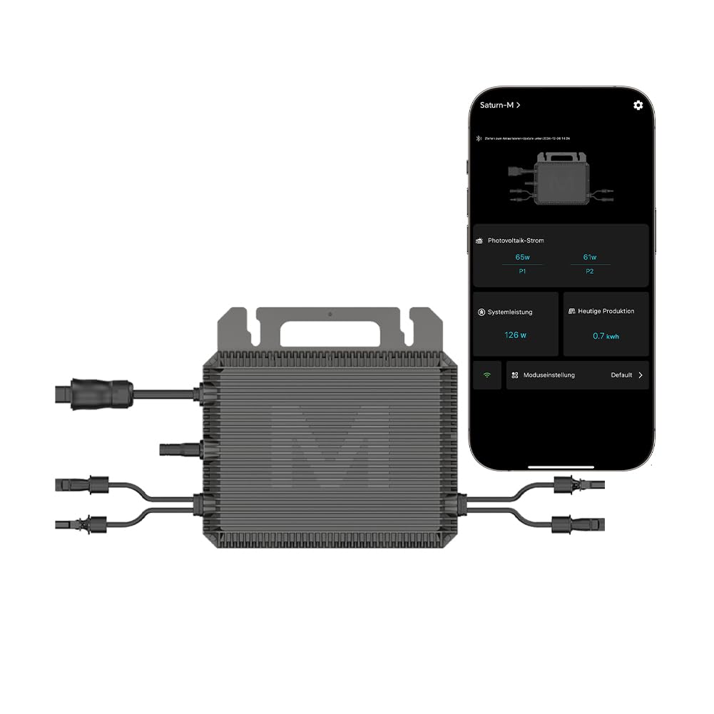 Marstek Saturn Microinverter 800 W – 230 V CA, 2 MPPT, Ingresso CC 16–60 V, Inverter solare per impianto fotovoltaico da balcone, IP67, Controllo tramite app, Plug & Play, per moduli fotovoltaici