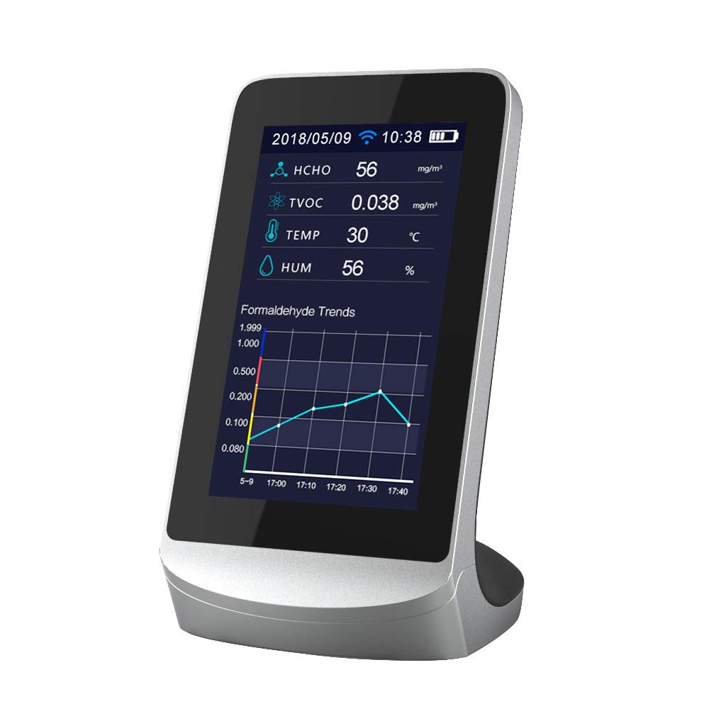 Binnenluchtkwaliteitsmonitor met Digitaal Display WiFi CO2 HCHO TVOC PM2.5 CO-tester voor Thuisgebruik