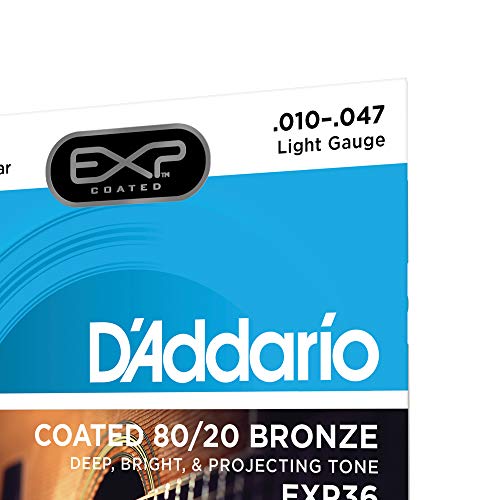 Image of D'Addario EXP36 Coated 80 /20 Bronze 12-String Acoustic Guitar Strings, Light, 10-47