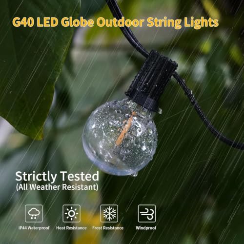 Image of LITVERSE String Lights for Outside 15 FT, Outdoor Lights for Patio with 15 + 1 Shatterproof LED Edison Bulbs, G40 Waterproof Connectable Hanging Lights for Backyard Bistro Party Balcony