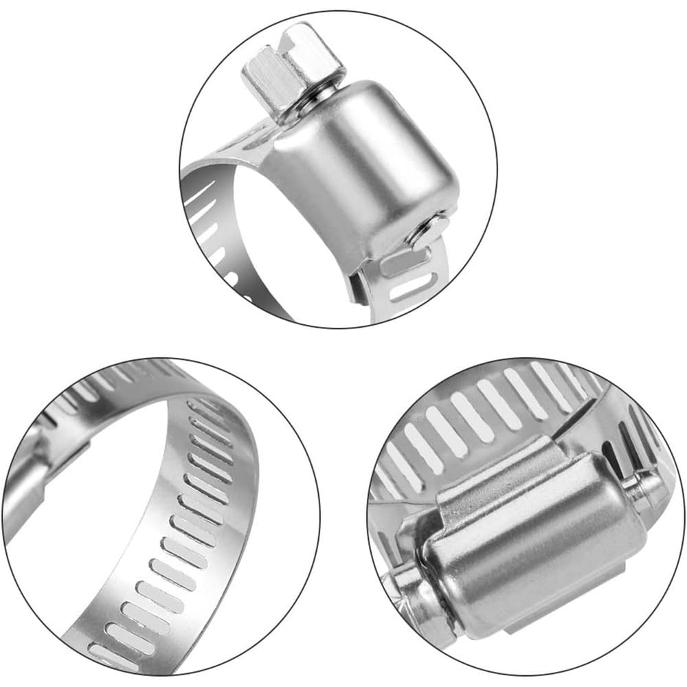 Zestaw 20/60 sztuk opasek zaciskowych do węży ze stali nierdzewnej, regulowanych, obrotowych, metalowych, 1/4''-1-1/2'' 6-38 mm, 60 sztuk w jednym pudełku