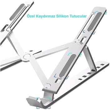 teknosepetim Macbook Laptop Bilgisayar Standı Notebook Özel Yükseltici Stand Tablet Tutucu Ayarlı Metal metal stand