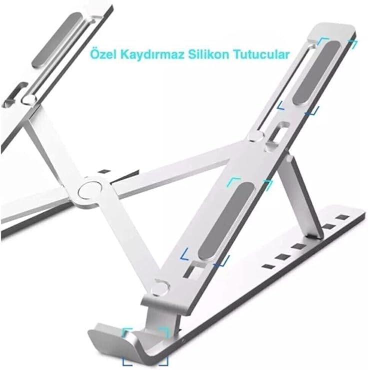 teknosepetim Macbook Laptop Bilgisayar Standı Notebook Özel Yükseltici Stand Tablet Tutucu Ayarlı Metal metal stand