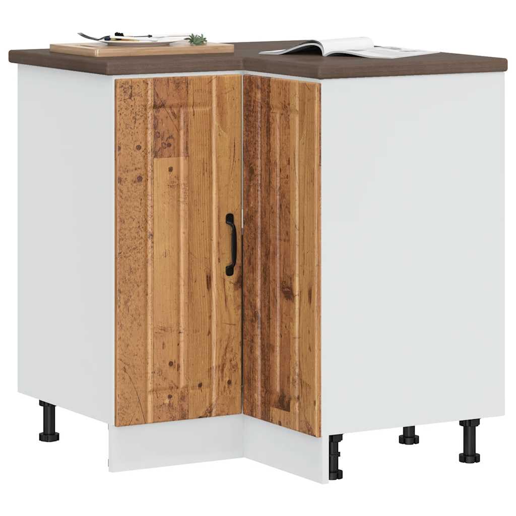 Lucca - Mobiletto angolare da cucina, effetto legno anticato, con piedini regolabili e 70 kg, ideale per riporre oggetti, vetrina, credenza, dispensa, sala da pranzo, cucina