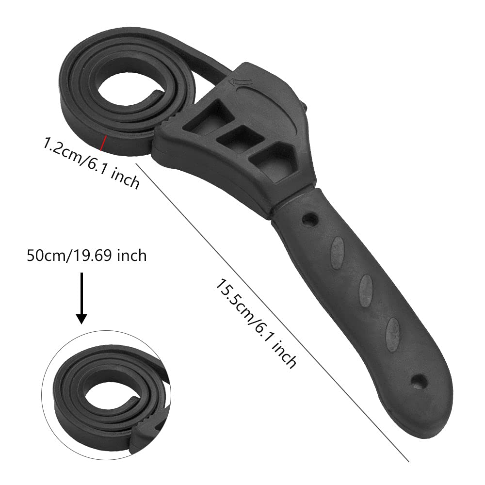 Chiave A Nastro Per Filtro Olio - 2 Pezzi Regolabile In Gomma E Acciaio - Foto 2