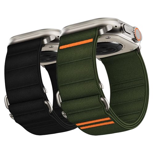 Suitisbest 2 Pack StretchFit Sport Bands Compatible with Apple Watch Ultra Band 49mm 46mm 45mm 44mm 42mm Men, Stretchy Sport Loop Strap for iWatch Series 11 10 9 8 7 6 5 4 3 2 1, SE 3 2 1, Ultra 3 2 1 by Suitisbest - Used condition - US$22.16