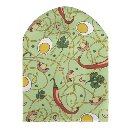 Ramen Noodle Soup Pattern Kids Beanie Hat for for Girls Boys Children Cap Winter Knitted Chemo Cancer Headwear Accessories Gifts Decoration Black3