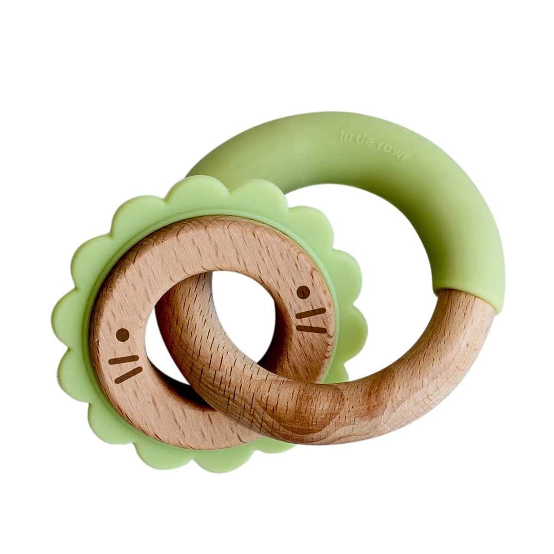 Little Rawr Ekologiczny gryzak z miękkiego silikonu, idealny dla noworodków i małych dzieci, idealny prezent na urodziny, baby shower, lwa