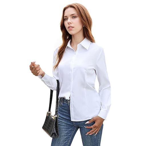 MUNSKT Camisas Blancas de para Mujeres,Top de Manga Larga Botón Casual,Tops Básicos Estirables Encajados para Negocios de Oficina (FR/ES, Letras, L, Regular, Regular, Estándar, Blanco) | Ya disponible en tu tienda friki favorita! En mundofriki.es! MUNSKT Camisas Blancas de para Mujeres,Top de Manga Larga Botón Casual,Tops Básicos Estirables Encajados para Negocios de Oficina (FR/ES, Letras, L, Regular, Regular, Estándar, Blanco) | Ya disponible en tu tienda friki favorita! En mundofriki.es!