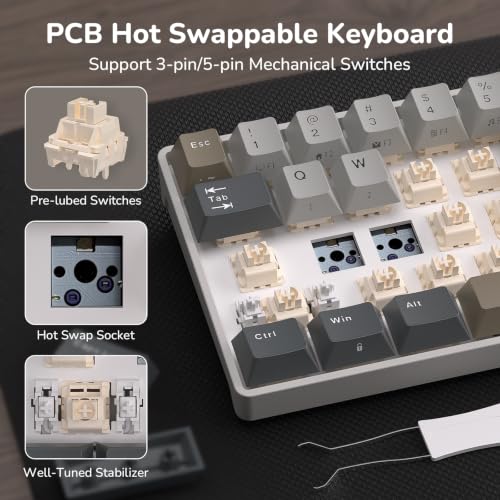 Image of RK ROYAL KLUDGE RK68 65% RGB Wireless Mechanical Keyboard for Gaming QWERTY | 68 Keys Compact TKL Tri-Mode BT /2.4G /USB-C Gaming Keyboards for Mac /Win, Hot Swap, Custom Switch, Software Support