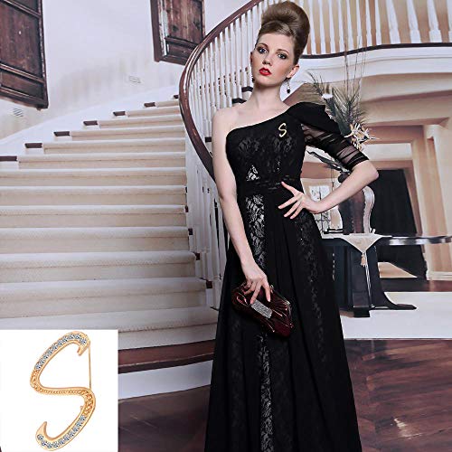 Ethoon Letter Brooch Pins Initial Rhinestone Brooch For Women Crafts Gold J #TOP3