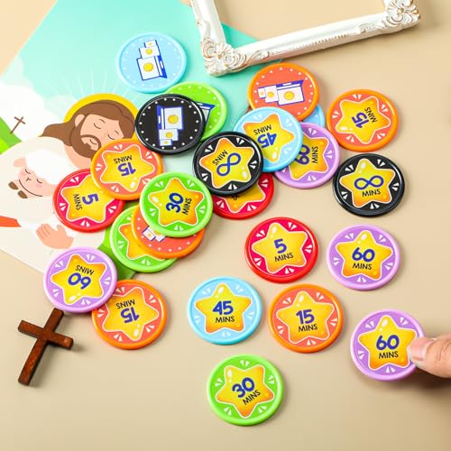 Eersida 120 Pcs Round Screen Time Tokens for Behavior Clip to Rewards, Behavior Management Tool, Positive Reinforcement, Reward Incentives and Teacher Handout Rewards