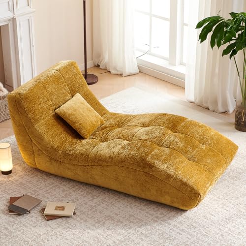 Huadeo Chaise Lounge Chair Curved Back, Modern Upholstered