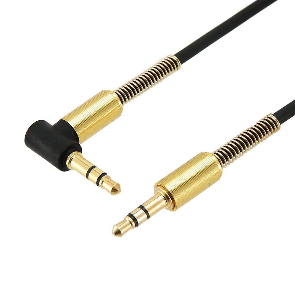 Câble audio mâle vers mâle avec prise jack stéréo 3,5 mm - Angle droit de 90 degrés - Câble à ressort