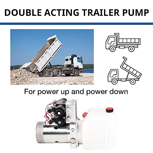 Image of 4.5 Quart Hydraulic Power Unit 1.6KW Hydraulic Pump 12V DC 3200 PSI Double Acting Dump Trailer Pump Plastic Oil Reservoir for Car Lifting Platforms