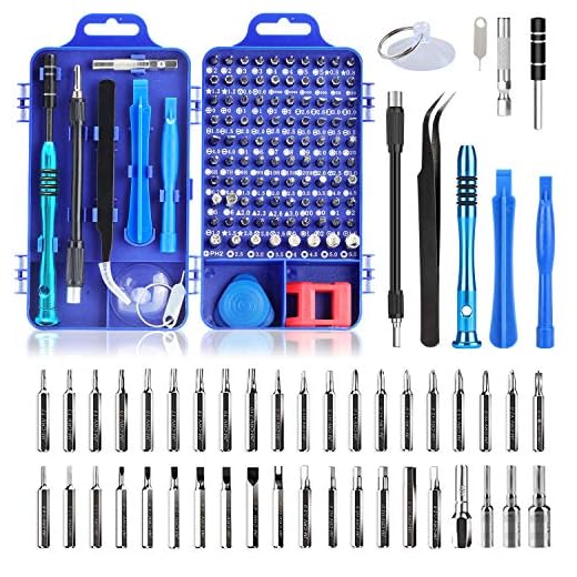 Apsung 110 in 1 Precision Screwdriver Set with Slotted, Phillips, Torx& More Bits, Non-Slip Magnetic Electronics Tool Kit for Repair iPhone, Android, Computer, Laptop, Watch, Glasses, PC etc (Blue)