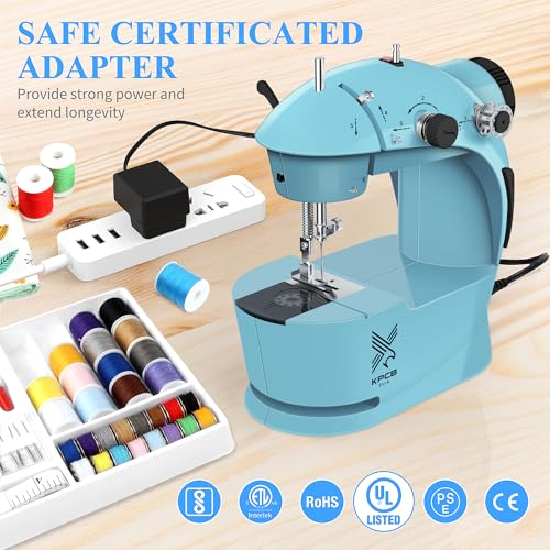 KPCB Sewing Machine [Full Set] with Fabric Bundles and Finger Guard, Mini Electric Sewing Machine with Extension Table & 42PCS Sewing Kit - Thumbnail 4