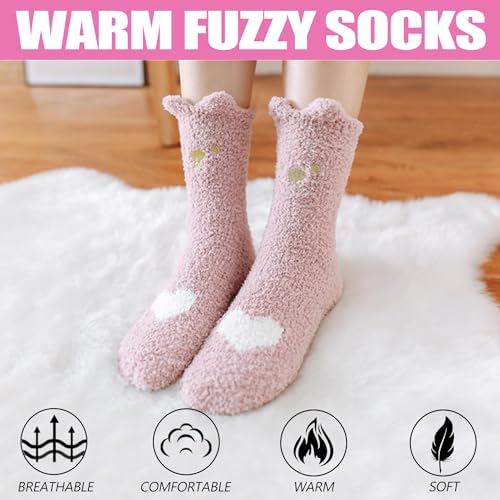 Image of ZaYang Womens Fuzzy Slipper Socks Cute Animal Soft Warm Winter Microfiber Sleeping Socks