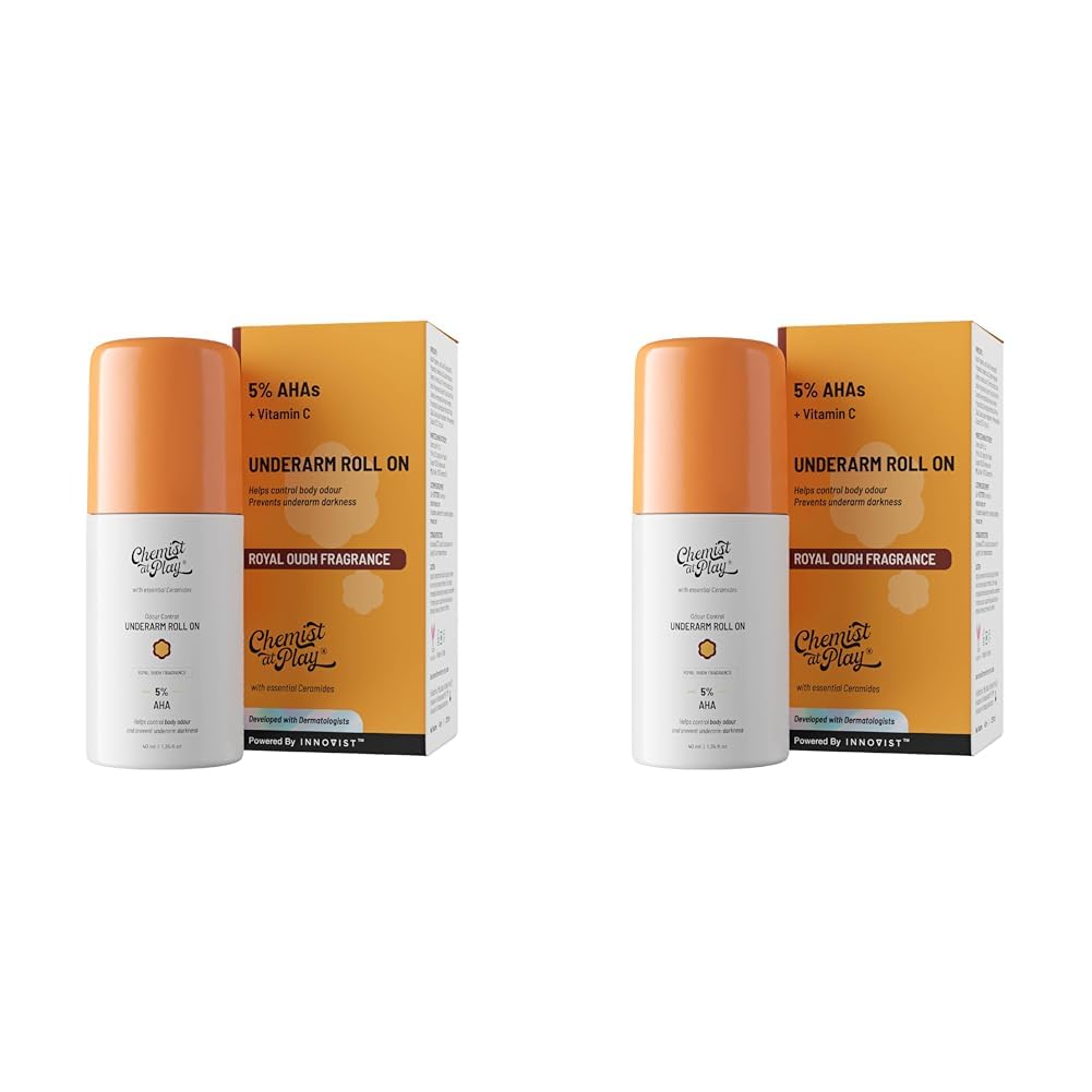 Chemist at Play UnderArm Roll-On with 5% AHA, Lactic Acid & 1% Mandelic Acid | Prevents Body Odour, Brightens Skin & Exfoliates Underarm | For Sensitive Skin | Royal Oudh Fragrance | Alcohol Free-40ml-image-14