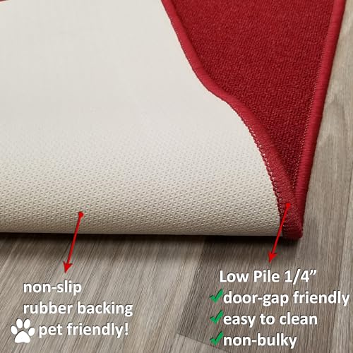 Image of Kapaqua Red Solid Colored Runner Rug Non Slip Rubber Grip Bottom Pet Friendly Kitchen Hallway Carpet Runner 2x3