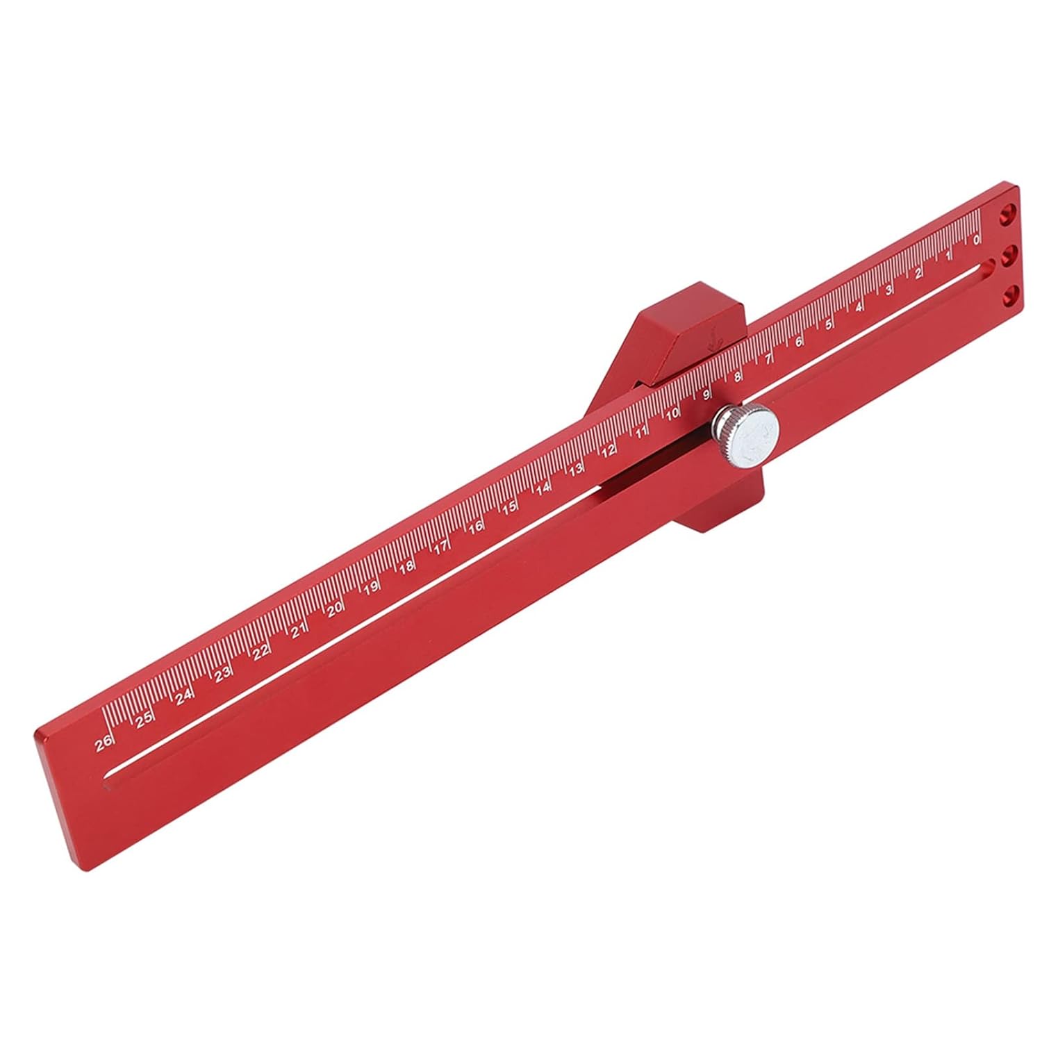 FLEXMAN T Type Scribing Ruler, 0 26cm Measuring Range Aluminium Alloy Woodworking Ruler with Accurate Scale, Construction Measuring Tool for Marking Measuring