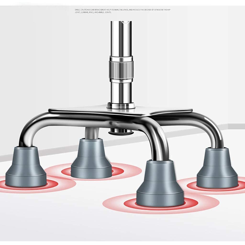 MObyat Andador para Ancianos,Bastón Bastón - con luz Aluminio telescópico Ajustable en Altura Antideslizante Muletas para Personas Mayores de 4 Patas Muletas Plegables de Madera