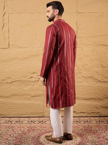 Image of Men's Embroidered Solid Calf Length Kurtas | Men | Kurtas for Mens | Straight Fit Kurta for Men's