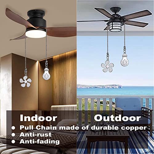 Image of Ceiling Fan Pull Chain Extension, 12 Inches Decorative Fan Pull Chain Pendant Set, Beaded Ball Fan Pull Chain Extender Ornament with Connector, (Nickel)