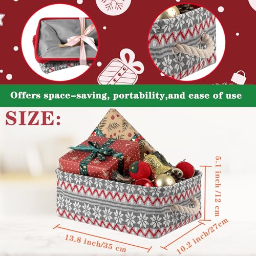 Image of Small Christmas Baskets, Christmas Baskets for Gifts Empty Basket for Gifts Collapsible Gift Baskets Holiday Baskets Empty, Christmas Storage Baskets with Handles Christmas Decorations