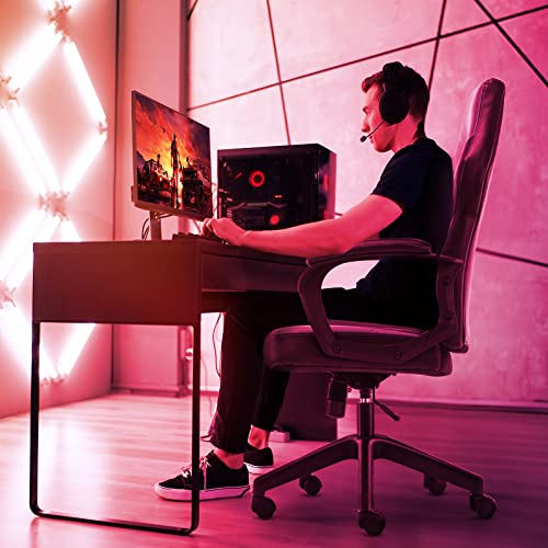 Image of Ergonomic Gaming Office Chair - Computer Desk Chair, PU Leather Executive Swivel Chair with Padded Seat Cushion and Lumbar Support for Working, Studying, Gaming