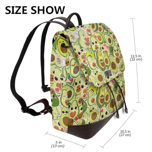 Cute smiling avocado Microfiber PU Leather Backpack Lightweight Daypack Bag for Travel Business Commute Gym2