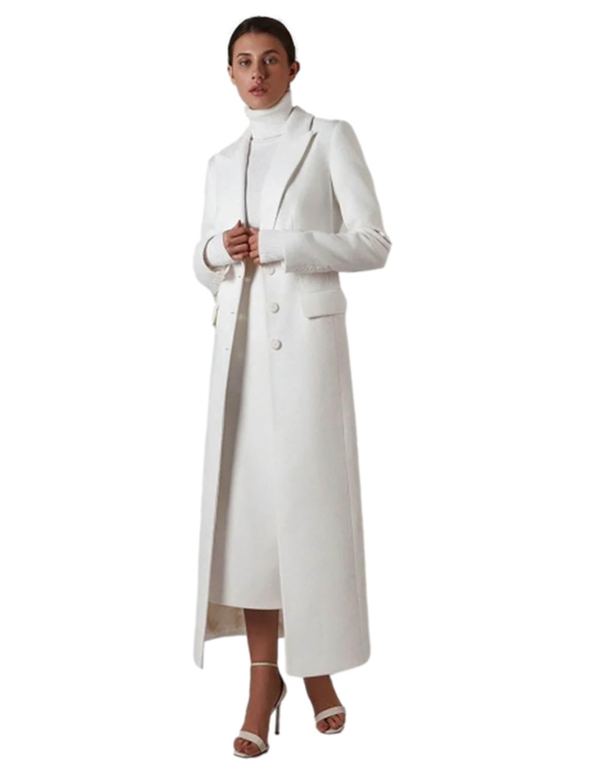 Womens Peak Lapel Blazer Long Overcoat Suit Jacket for Single Breasted Button Coat