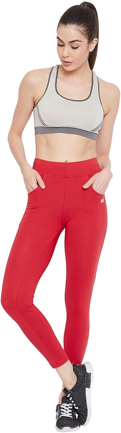 Clovia Women's Cotton Snug Fit Active Ankle-Length Tights