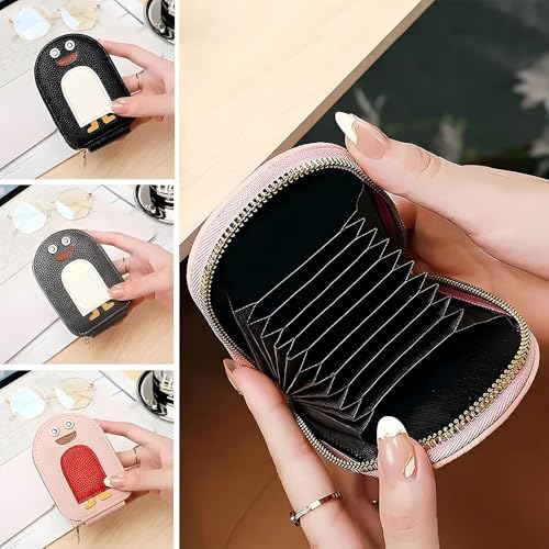 Cute Penguin Pu Credit Card Coin Wallet, Small Genuine Leather Wallet for Women, Card Storage Multi-Slot Portable Wallet (2 Pcs D)2