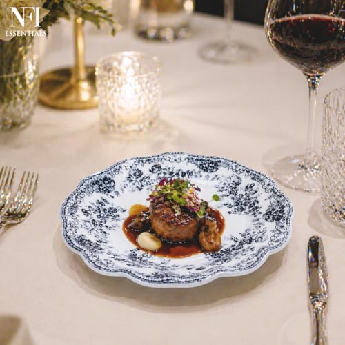 Image of NFI essentials 9 inch Ceramic Quarter Plate with Elegant Blue Floral Design, Premium Serving Plate for Snacks, Desserts, Breakfast & Appetizers, Dishwasher Safe Kitchen Plate