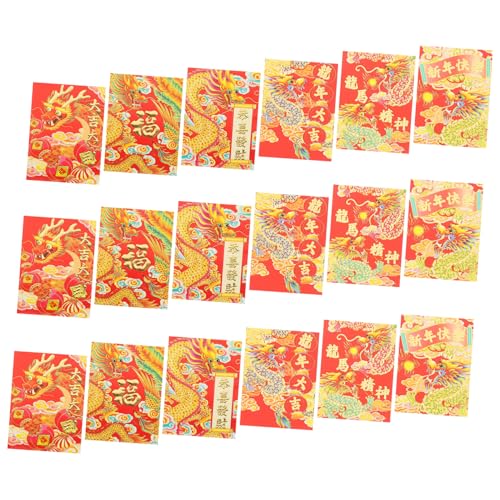 MINAOLULUS 30個年龍年用入り中国風赤い封筒 多様な伝統柄 祝儀袋 ポチ袋 お年玉や結婚式 新築祝いに適した紙製おしゃれ封筒